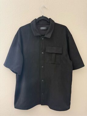 AMIRI Black Snap Button Brushed Cotton Suede Feel Overshirt Shirt Jacket XXL
